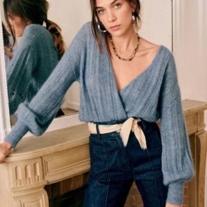 Cristina mohair Sézane vintage blue sweater Parisian